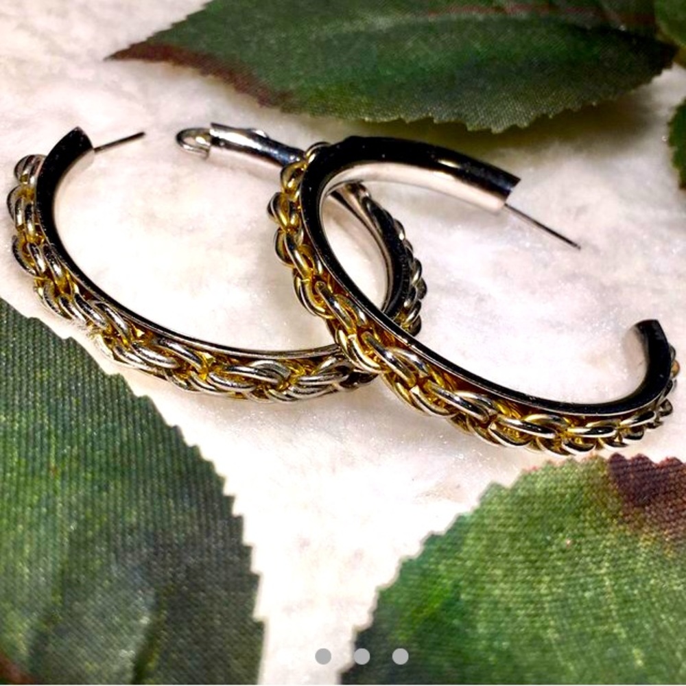 Grunge hoop chain earrings